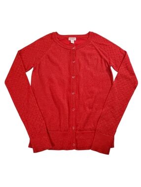 K1256 * Cat & Jack Shimmer Button Front Cardigan Sweater Red Size XL (14/16)